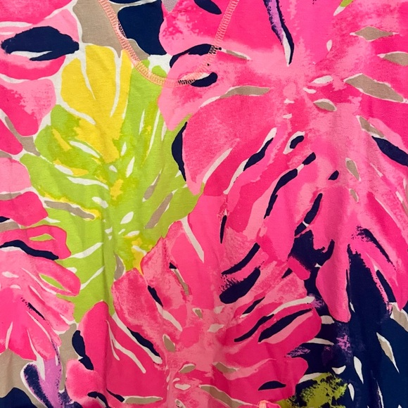 Lilly Pulitzer Palm Leaves Cotton Long Sleeve Dress Pink/Blue/Lime Small - Picture 3 of 7